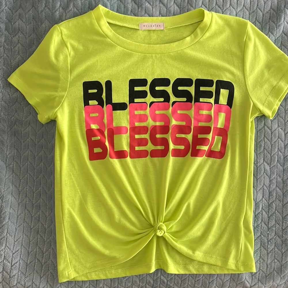 Blessed Neon Crop T-shirt Size Small